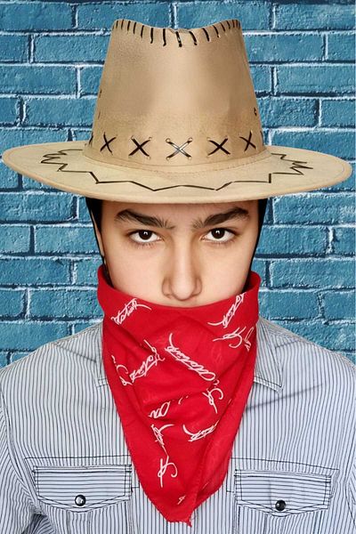 Uniquetrenders Παιδικό Unisex Bandana Nubuck καουμπόικο καπέλο (Ηλικία 8-14)