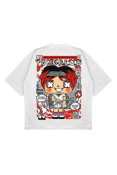 TRAGEDY Μπλουζάκι Unisex Oversize Yungblud Back Printed Boxy Fit από χοντρό ύφασμα