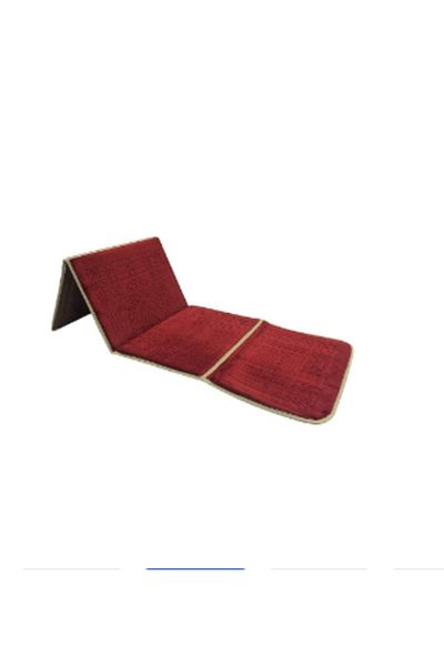 ROYAL ROSE Foldable Padded Prayer Rug that can be used as a relaxation mat and floor seat with backrest (Dark Red)