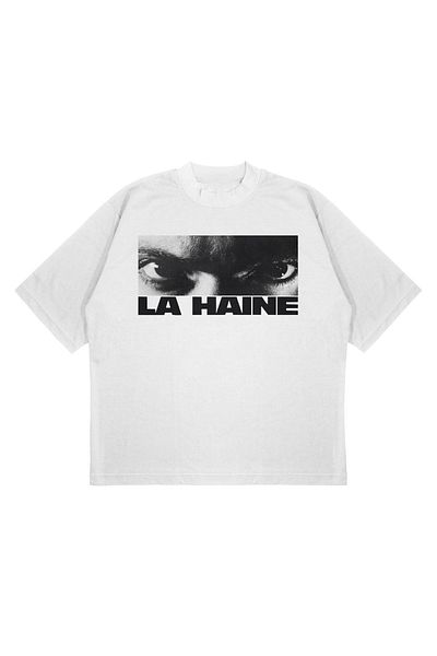 TRAGEDY Tricou oversize unisex La Haine V2 cu imprimeu Boxy Fit din țesătură groasă