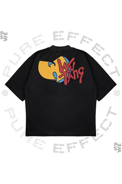 TRAGEDY Unisex Oversize Wu-tang Tv με στάμπα Boxy Fit Μπλουζάκι από χοντρό ύφασμα