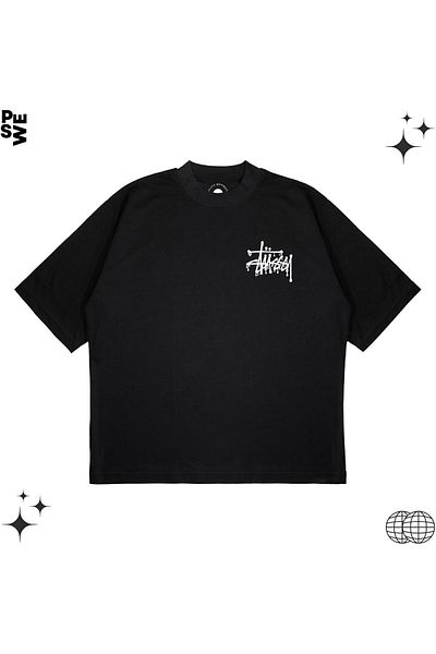 TRAGEDY Unisex Oversize Stussy Melted Printed Boxy Fit Μπλουζάκι από χοντρό ύφασμα