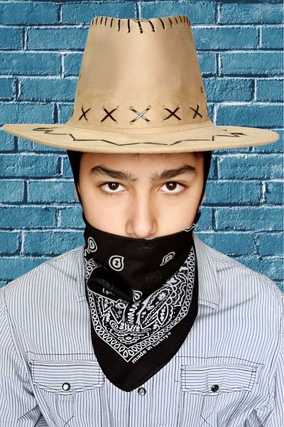 Uniquetrenders Παιδικό Unisex Bandana Nubuck καουμπόικο καπέλο (Ηλικία 8-14)