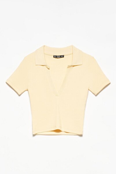 Moda1001 Žuta polo majica sa ovratnikom