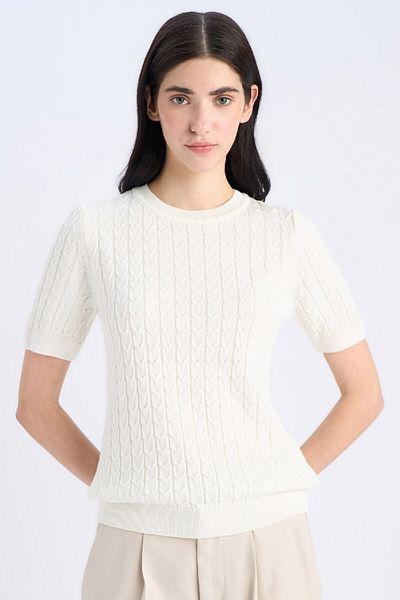 DeFacto Pulover cu mânecă scurtă din tricotaje cu gât crew - Regular Fit D3306AX25SM