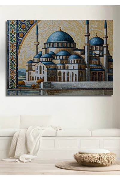 Teona Ahşap Mozaik Sanat Sultan Ahmet Cami Yağlı Boya Görünümlü Dekoratif Ahş...