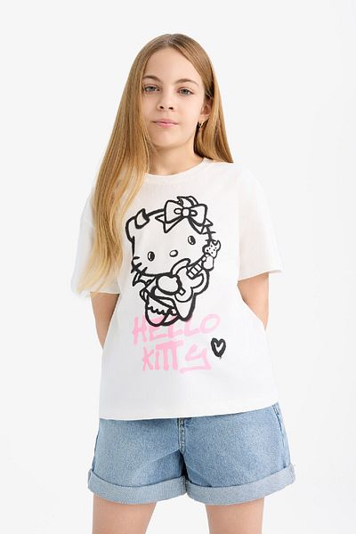 DeFacto Tricou cu mânecă scurtă pentru fete Hello Kitty Relax Fit E1883A825SM
