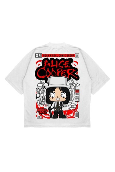 TRAGEDY Uniseks majica sa širokim krojem i printom Alice Cooper na leđima, iz...