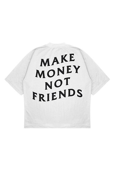 TRAGEDY Unisex Oversize Make Money Not Friends Μπλουζάκι με στάμπα Boxy Fit από χοντρό ύφασμα