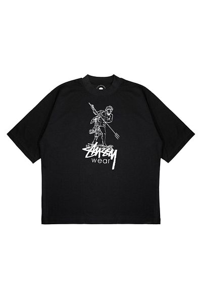 TRAGEDY Tricou unisex oversize Stussy Spear imprimat cu croiala groasă din țesătură