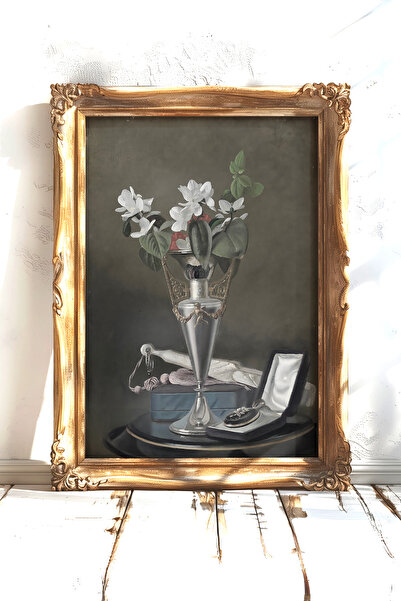 AKSU SANAT Vazo ve Çiçekler Vintage Kanvas Poster - Çerçevesiz Kanvas Poster - Ev Ofis Duvar Dekoru 1PSTR70