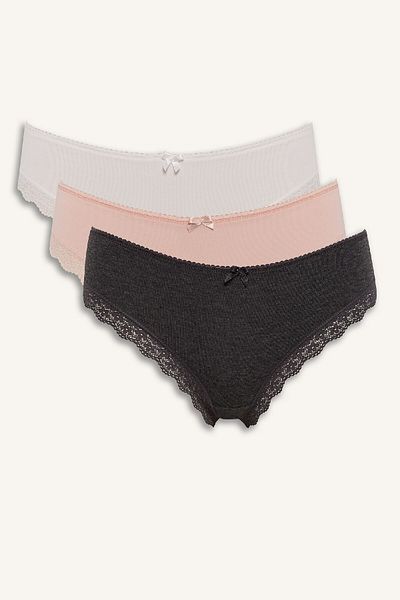 DeFacto Lace Detailed 3-Piece Strap Slip Panties-Fall in Love E4215Ax25Sp
