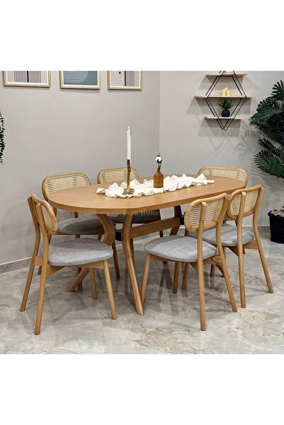 Evim Hizmet Natural Oval Poli Masa & Paris Sandalye Takımı Ultra Lüks Montaj ...