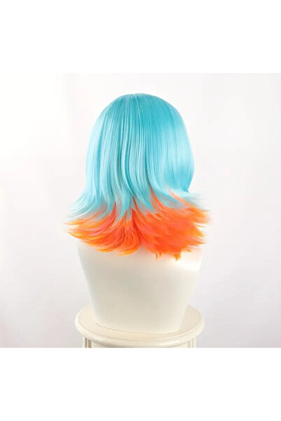 Butic Anime Cosplay KDA Neeko Peruk League of Legends Kawaii Sentetik Peruk Mavi Turuncu Peruk