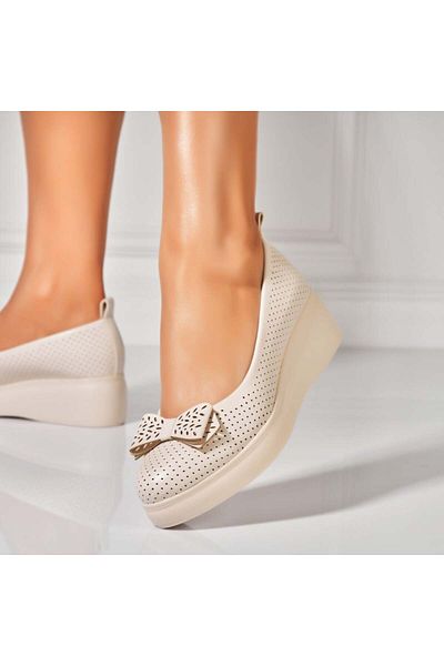 Joana Women's casual shoes Beige made of ecological leather Oziel
