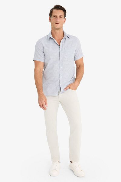 DeFacto Μοντέρνα εφαρμογή Polo Neck Basic μονόχρωμο κοντομάνικο πουκάμισο E5077AX25SM