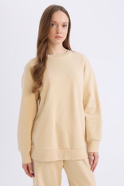 DeFacto Φούτερ με μαλακό γούνινο λαιμό Crew Relaxed Fit - E4978ax24wn