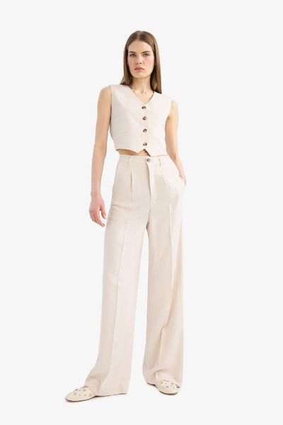DeFacto V-Neck Linen Blended Balzer Vest C3828Ax25Sm