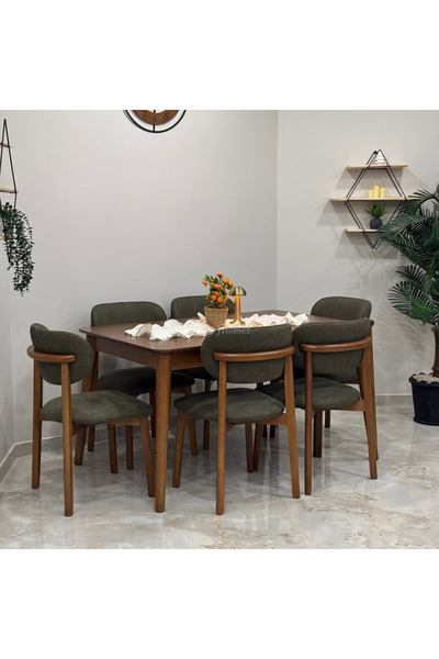 Evim Hizmet Ceviz Açılır Retro Masa & Polo Sandalye Takımı Ultra Lüks