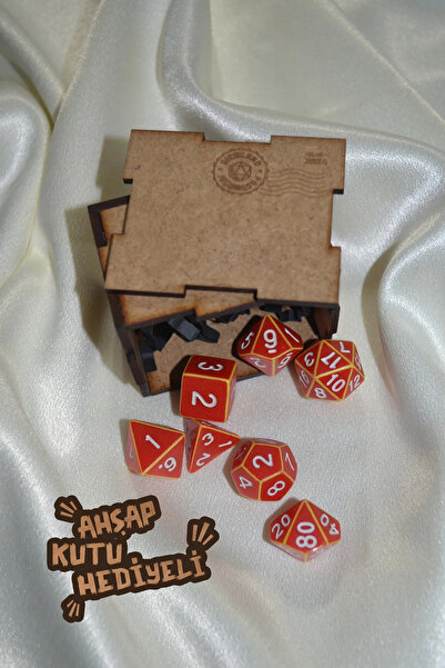 DiceLand DND RPG Dungeons and Dragons 7'li Runik Çizgiler Zar Seti – Sarı & K...