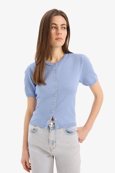 DeFacto Cardigan de tricotaj simplu, cu decolteu rotund, cu croială normală E5770ax25sm