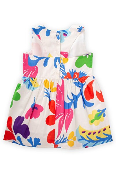 Cigit Floral Printed Dress 2-7 Years Ecru