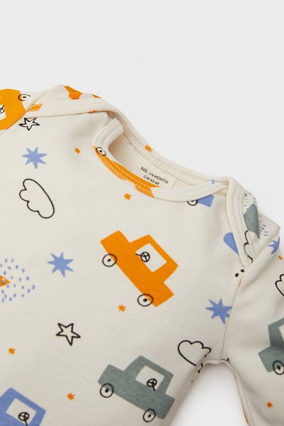 DeFacto Baby Boy – Fahrradkragen für Neugeborene, 2-teiliger, langärmliger Body mit Druckknopfverschluss und Autodruck E6304A525SP