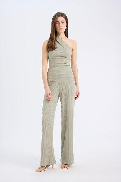 DeFacto Slim Fit Slim Fit One Shoulder Twill Camisole Tank Top E5777AX25SP