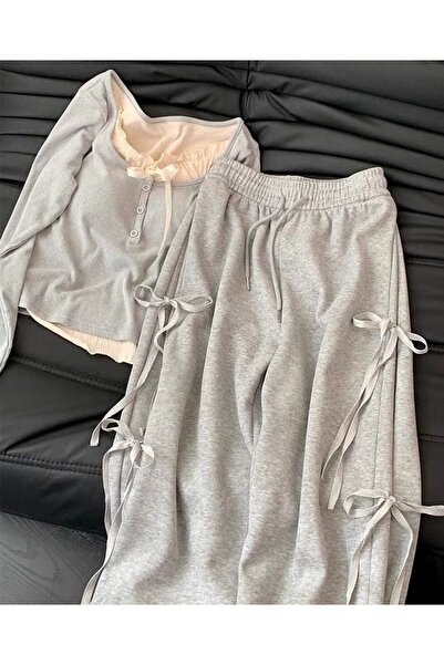 DEEFWEAR Pletené kalhoty Y2k Ribbon Detail Tepláky