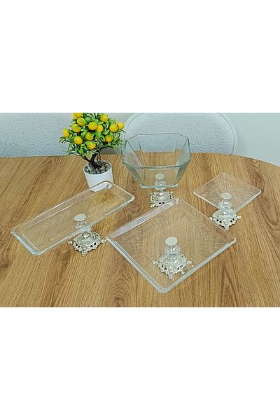 Elta Collection 4 Piece Silver Cake Presentation Holder Cookie Holder Set