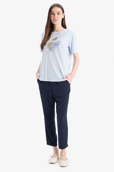 DeFacto Tricou cu mânecă scurtă cu imprimeu cu decolteu rotund E1164AX25SP