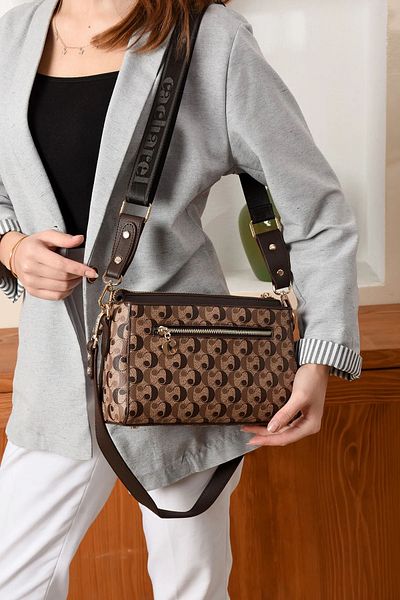 Cacharel Paris Women's 4 Compartment Long Cross Strap Shoulder & Hand Bag (27X18Cm)