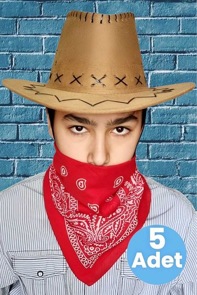 Uniquetrenders 5-Piece Bandana Nubuck Cowboy Hat (8-14 Years Old)
