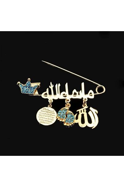Sahi Aksesuar دبوس طية صدر السترة مكتوب عليه باللغة العربية ما شاء الله موديل 41 - مطلي بالذهب عيار 14 قيراط