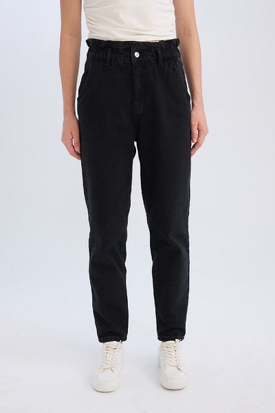 DeFacto Short Leg Ankle Length Paperbag Jean Trousers - Elastic Waist D4309Ax25Sp