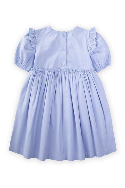 Cigit Rochie din poplin albastru - Robadan Ruffle Gathered, 2-7 ani