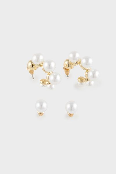 DeFacto Damen-Ohrringe mit 2 Perlen in Gold, E3985axns