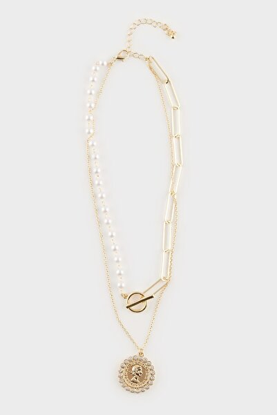 DeFacto Dámský vzorovaný 2dílný náhrdelník E3994axns