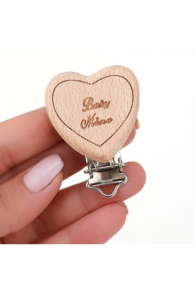 Sahi Aksesuar Heart Model Wooden Pacifier Chain Hanger Clip (1 Piece) BEZYI1403