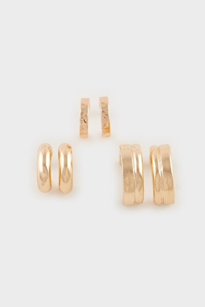 DeFacto Women's 3-Piece Gold Earrings E4443Axns