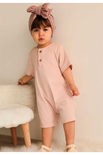 Cigit Κοτλέ ολόσωμη φόρμα 0-3 ετών σε σκόνη ροζ