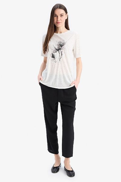 DeFacto Tričko s krátkým rukávem s potiskem Crew Neck E0919AX25SP