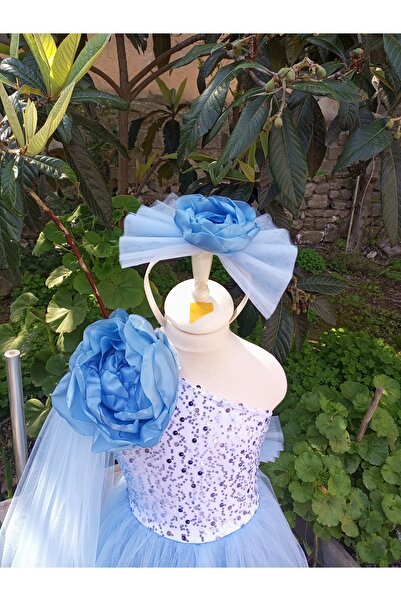 Niliya çocuk giyim Tek kollu güllü prenses model özel elbise