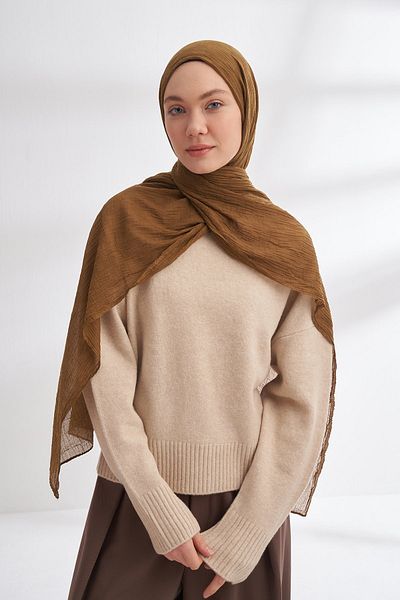 ARMANDA Muslin Checkerboard Pattern Shawl - Dark Oil Green
