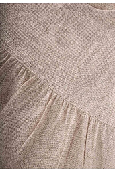 Cigit Μαζευμένο λινό φόρεμα με στρώσεις 2-7 ετών φυσικό