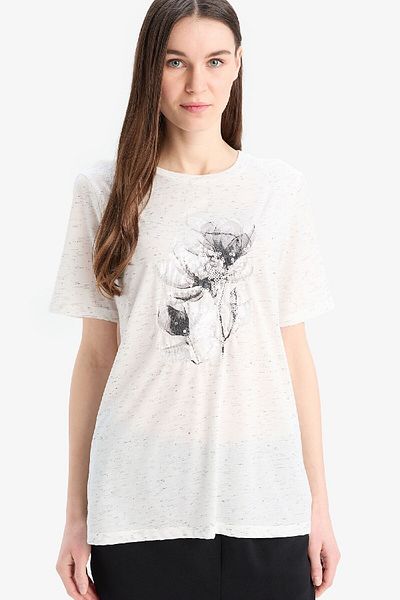 DeFacto Tričko s krátkým rukávem s potiskem Crew Neck E0919AX25SP
