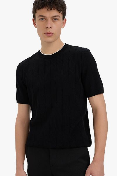 DeFacto Μπλουζάκι με κοντό μανίκι με λαιμόκοψη Standard Fit E3245ax25sp
