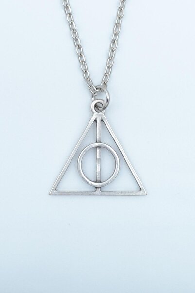 ıdr Harry Potter Ölüm Yadigarları Üçgen Gümüş Kaplama Düz Zincir Kolye