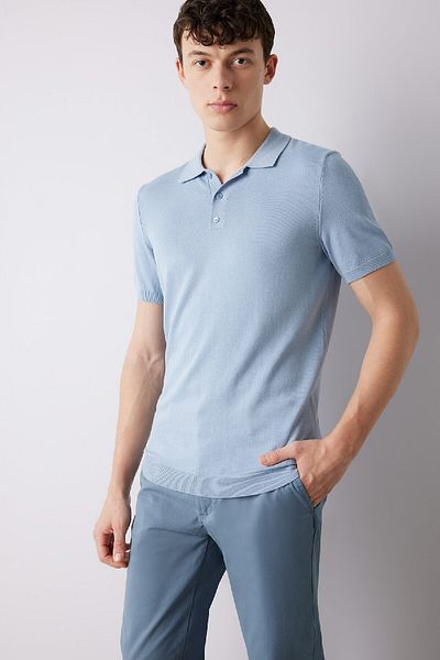 DeFacto Πλεκτό μπλουζάκι Polo με κοντό μανίκι Standard Fit E3241ax25sp