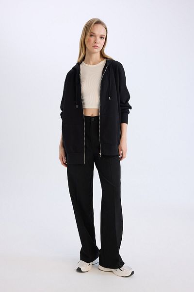 DeFacto Übergroßes Basic-Sweatshirt mit Kapuze und Reißverschluss – V4233AZ25SP